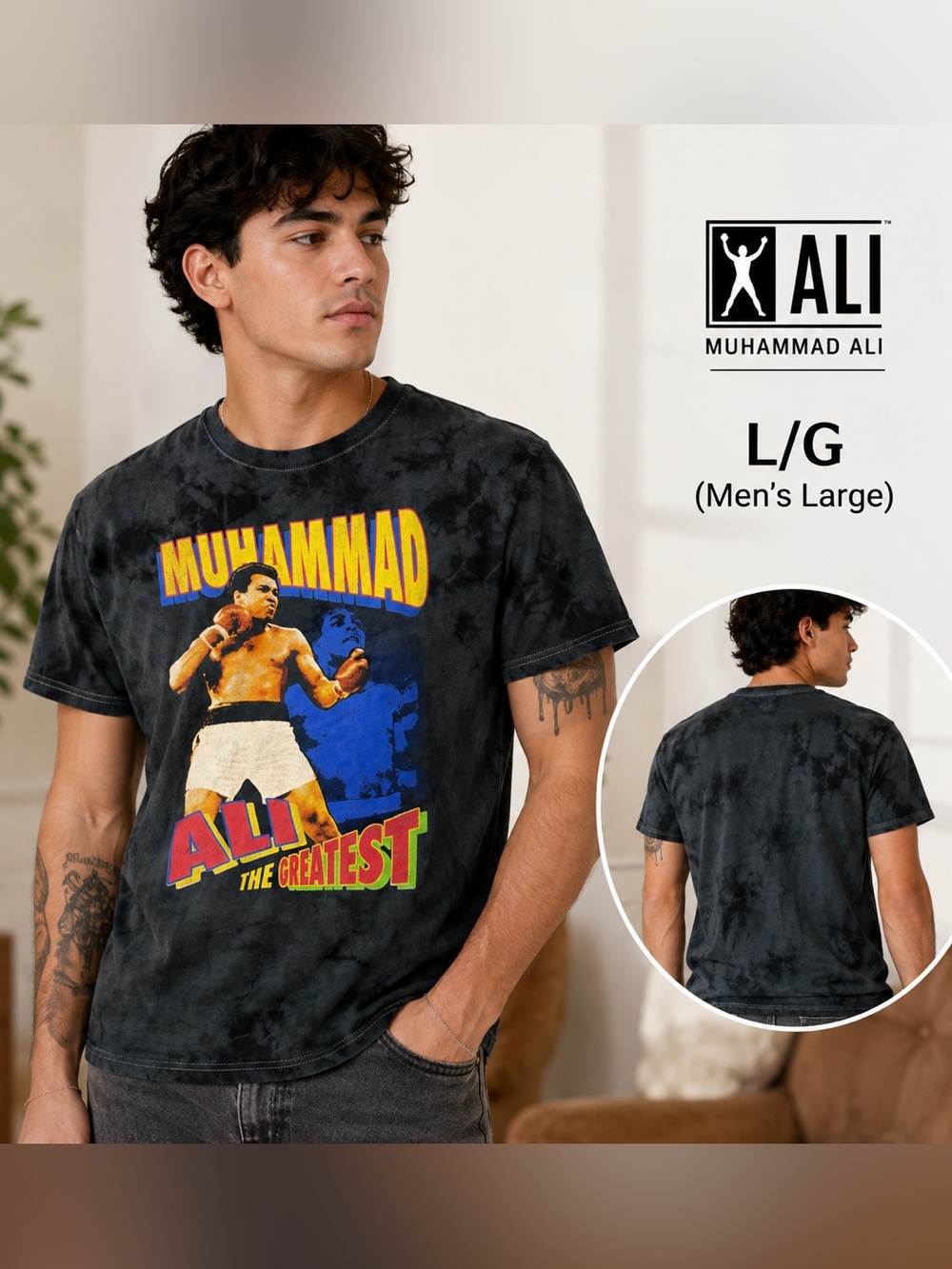 Muhammad Ali The Greatest Tie Dye Graphic T-Shirt Men’s Large 100% Cotton